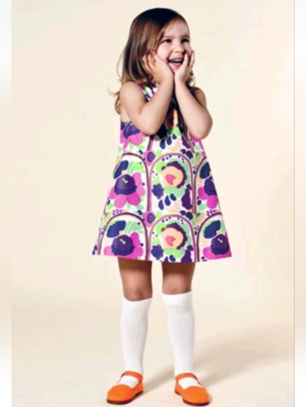 Marimekko Poppy Floral Little Girls Purple Pink Shift Sun Party Dress 18 Months
